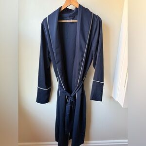 NEGATIVE UNDERWEAR supreme Classic Robe Navy Blue Loungewear Comfy Lightweight L